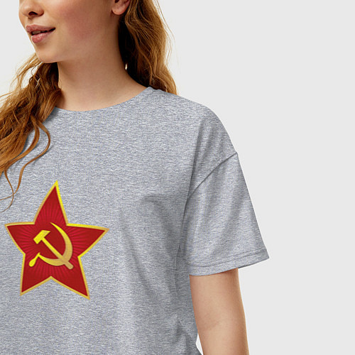 Женская футболка оверсайз СССР звезда / Меланж – фото 3