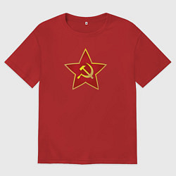 Футболка оверсайз женская СССР звезда, цвет: красный