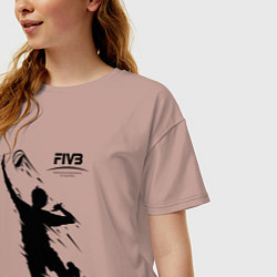 Футболка оверсайз женская FIVB - международная федерация волейбола, цвет: пыльно-розовый — фото 2