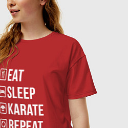 Футболка оверсайз женская Еда сон карате повторять, цвет: красный — фото 2