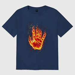 Футболка оверсайз женская Ладонь в пламени, цвет: тёмно-синий
