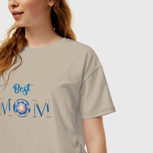 Женская футболка оверсайз Лучшей маме / Миндальный – фото 3