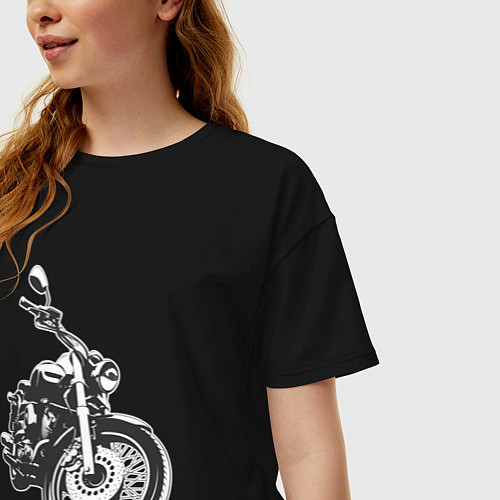 Женская футболка оверсайз Мотоцикл Yamaha / Черный – фото 3