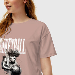Футболка оверсайз женская Баскетбол Спорт это жизнь, цвет: пыльно-розовый — фото 2