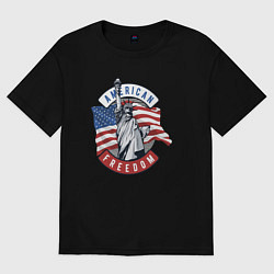 Футболка оверсайз женская American freedom, цвет: черный