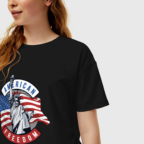 Женская футболка оверсайз American freedom / Черный – фото 3