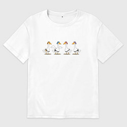 Футболка оверсайз женская Гуси ниндзя в масках, цвет: белый