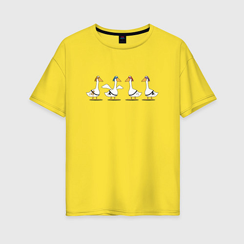 Женская футболка оверсайз Гуси ниндзя в масках / Желтый – фото 1