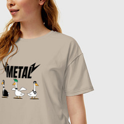 Футболка оверсайз женская Гуси metal, цвет: миндальный — фото 2