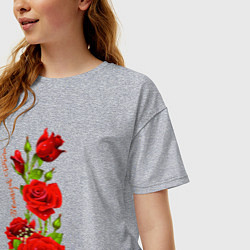 Футболка оверсайз женская Прекрасная Тамара - букет из роз, цвет: меланж — фото 2