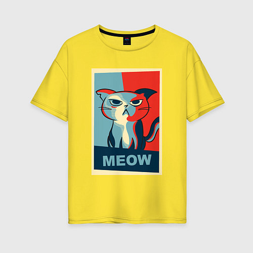 Женская футболка оверсайз Meow obey / Желтый – фото 1