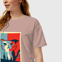 Футболка оверсайз женская Meow obey, цвет: пыльно-розовый — фото 2