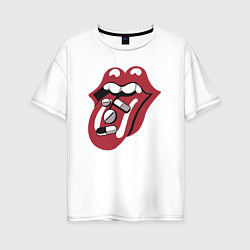 Футболка оверсайз женская Rolling stones pills, цвет: белый