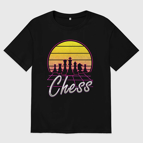 Женская футболка оверсайз Шахматы ретро стиль / Черный – фото 1