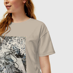 Футболка оверсайз женская Абстракция небо, цвет: миндальный — фото 2