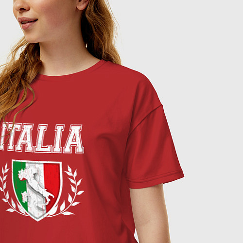 Женская футболка оверсайз Italy map / Красный – фото 3