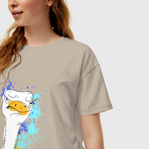 Женская футболка оверсайз Злобный страус: soon / Миндальный – фото 3