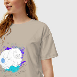 Футболка оверсайз женская Тихоходка: water bear dont care, цвет: миндальный — фото 2