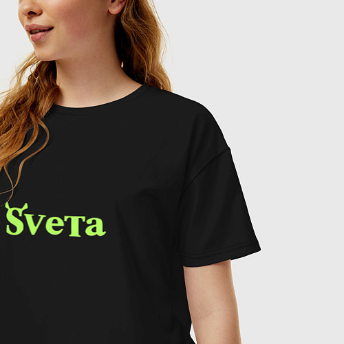 Женская футболка оверсайз Света в стиле Шрека / Черный – фото 3
