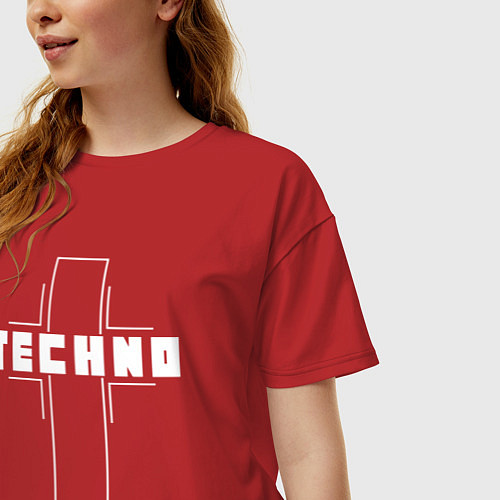 Женская футболка оверсайз Techno крест / Красный – фото 3