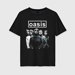 Футболка оверсайз женская Oasis рок группа, цвет: черный