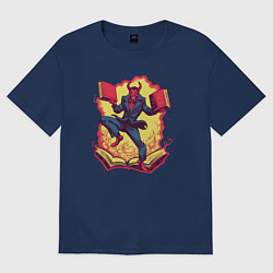 Футболка оверсайз женская Злодей танцует с книгами, цвет: тёмно-синий