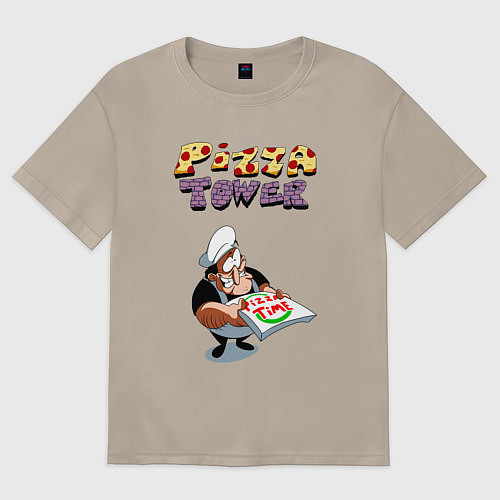 Женская футболка оверсайз Пеппино Спагетти из Pizza Tower / Миндальный – фото 1