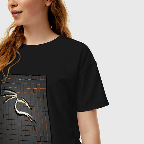 Женская футболка оверсайз Kali Linux cubed / Черный – фото 3