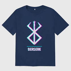 Футболка оверсайз женская Символ Berserk в стиле glitch, цвет: тёмно-синий