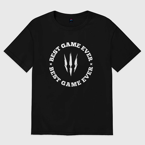 Женская футболка оверсайз Символ The Witcher и круглая надпись best game eve / Черный – фото 1