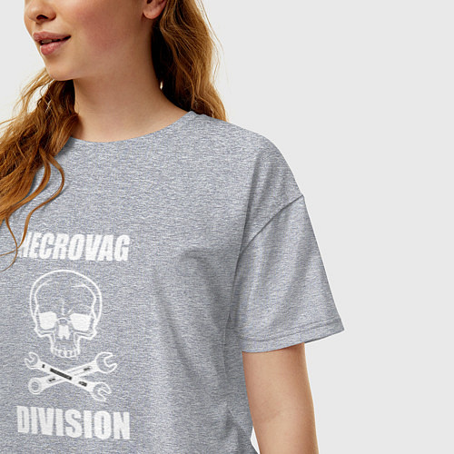 Женская футболка оверсайз Necrovag white division / Меланж – фото 3