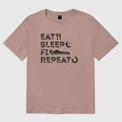 Футболка оверсайз женская Eat sleep F1, цвет: пыльно-розовый