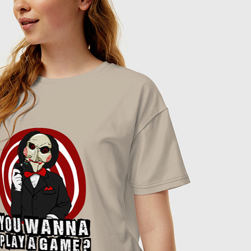 Женская футболка оверсайз You wanna play a game / Миндальный – фото 3
