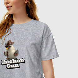 Футболка оверсайз женская Chicken Gun illustration, цвет: меланж — фото 2