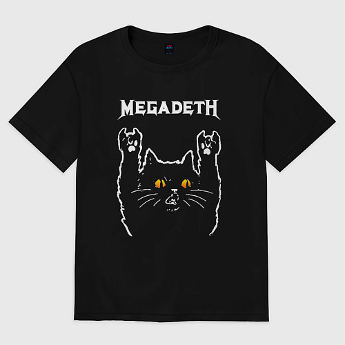 Женская футболка оверсайз Megadeth rock cat / Черный – фото 1