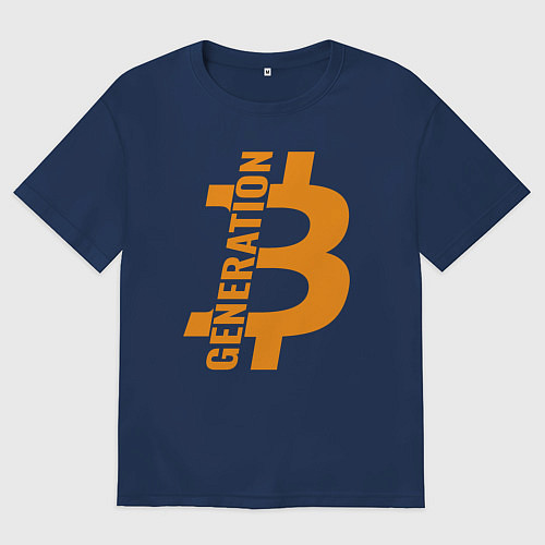 Женская футболка оверсайз Поколение биткоин / Тёмно-синий – фото 1