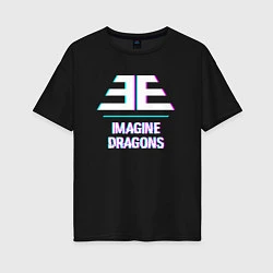 Женская футболка оверсайз Imagine Dragons glitch rock