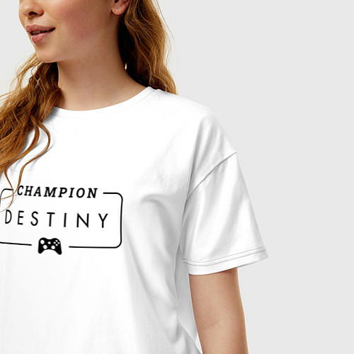 Женская футболка оверсайз Destiny gaming champion: рамка с лого и джойстиком / Белый – фото 3