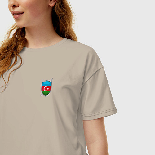 Женская футболка оверсайз Azerbaijan / Миндальный – фото 3