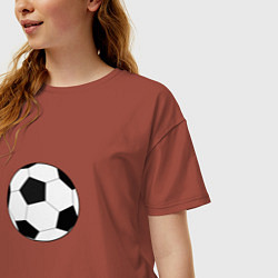 Футболка оверсайз женская Футбольный мячик, цвет: кирпичный — фото 2