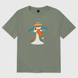 Футболка оверсайз женская Гусь в шляпе, цвет: авокадо