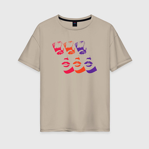 Женская футболка оверсайз Womens faces / Миндальный – фото 1