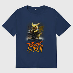 Женская футболка оверсайз Пикачу Рокnroll