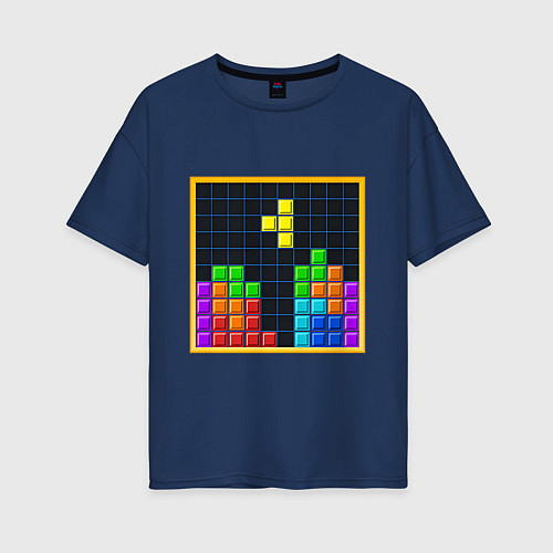 Женская футболка оверсайз Tetris / Тёмно-синий – фото 1