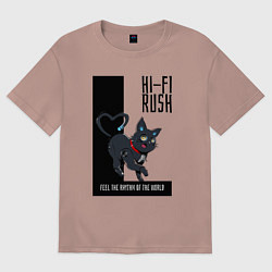 Футболка оверсайз женская Котик из Hi-Fi Rush, цвет: пыльно-розовый