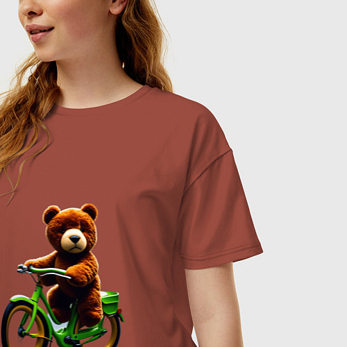 Женская футболка оверсайз Bear / Кирпичный – фото 3