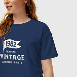 Футболка оверсайз женская 1982 подлинный винтаж - оригинальные детали, цвет: тёмно-синий — фото 2