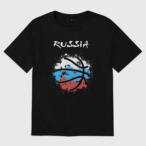 Женская футболка оверсайз Russia basketball / Черный – фото 1