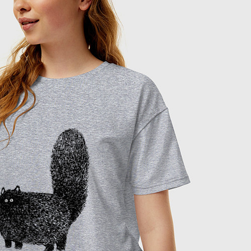 Женская футболка оверсайз Кот, который всегда голодный - мем / Меланж – фото 3