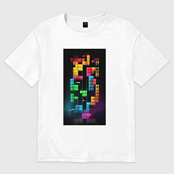 Футболка оверсайз женская Цветной тетрис, цвет: белый